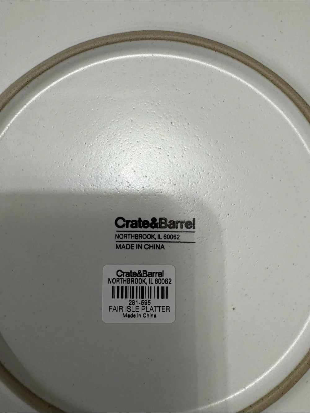 Crate&Barrel White Fair Isle Platter